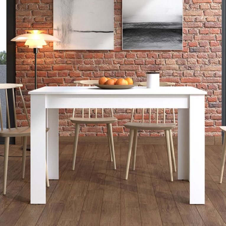 Tavolo Allungabile Bianco Opaco 8 Posti Allungabile 120x80x76h cm, Meccanismo Estensione Allunga Centrale - Marudo