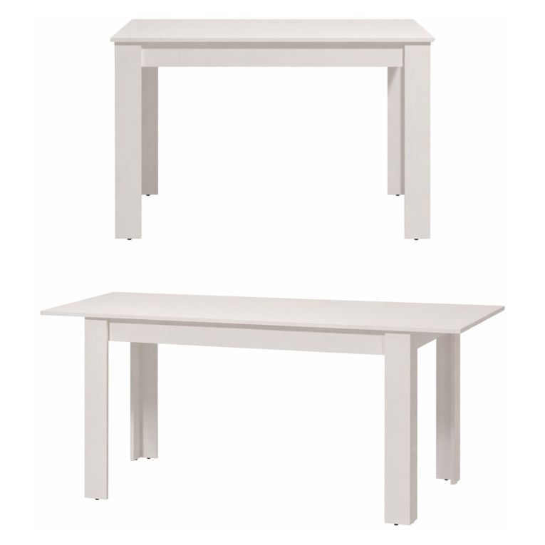 Tavolo Allungabile Bianco Opaco 8 Posti Allungabile 120x80x76h cm, Meccanismo Estensione Allunga Centrale - Marudo