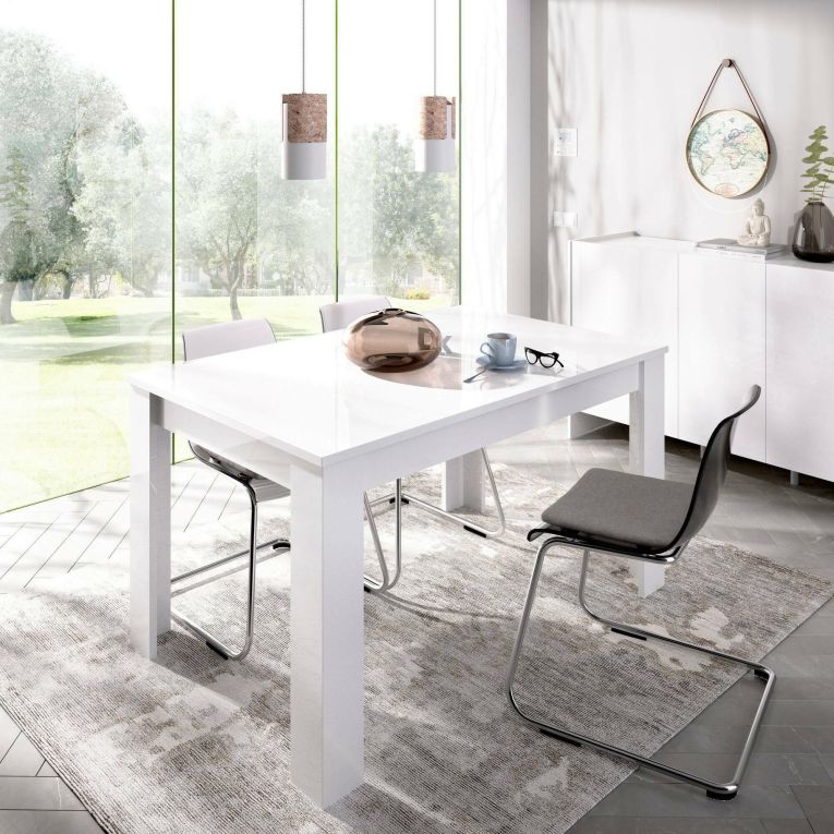 Tavolo allungabile Caladora, Consolle estensibile multiposizione, Tavolo da pranzo con allunga, 140-190x90h77 cm, Bianco
