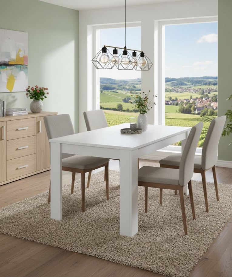 Tavolo allungabile Caladora, Consolle estensibile multiposizione, Tavolo da pranzo con allunga, 140-190x90h77 cm, Bianco
