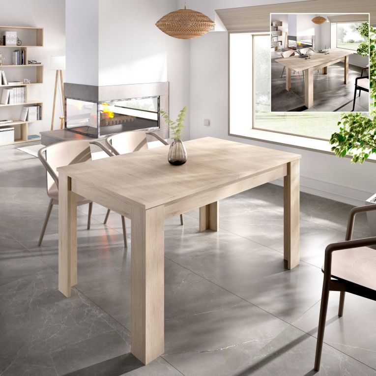 Tavolo allungabile Caladora, Consolle estensibile multiposizione, Tavolo da pranzo con allunga, 140-190x90h77 cm, Rovere