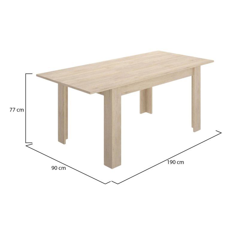 Tavolo allungabile Caladora, Consolle estensibile multiposizione, Tavolo da pranzo con allunga, 140-190x90h77 cm, Rovere