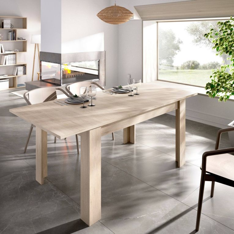 Tavolo allungabile Caladora, Consolle estensibile multiposizione, Tavolo da pranzo con allunga, 140-190x90h77 cm, Rovere