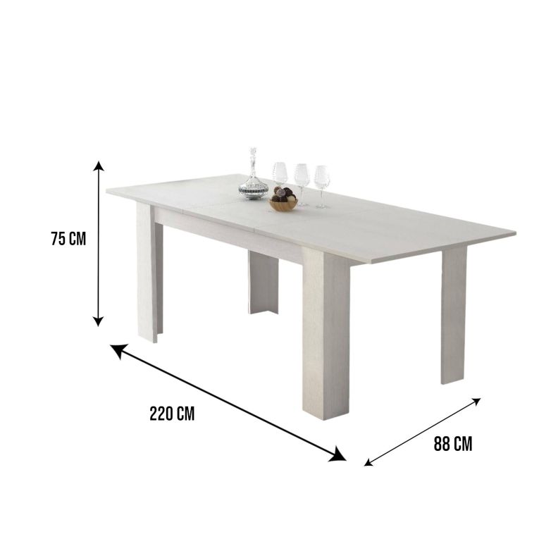 Tavolo allungabile classico 8-10 posti 160-220x88cm bianco - Artino