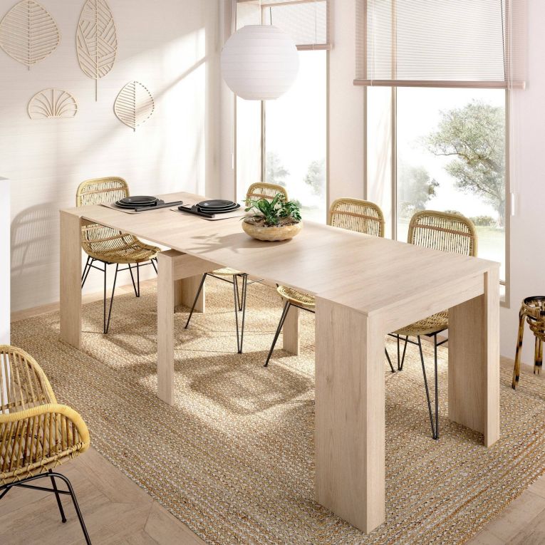 Tavolo allungabile Cognolo, Consolle estensibile multiposizione, Tavolo da pranzo multiuso, 54-239x90h77 cm, Rovere