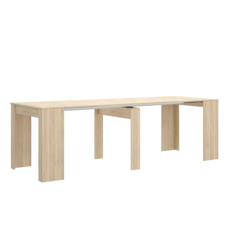 Tavolo allungabile Cognolo, Consolle estensibile multiposizione, Tavolo da pranzo multiuso, 54-239x90h77 cm, Rovere