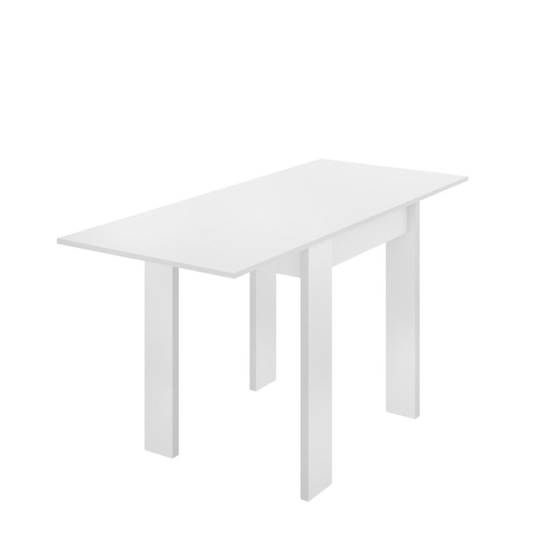 Tavolo allungabile Comer, Consolle estensibile multiposizione,Tavolo consolle ausiliare pieghevole, 79-134x67h79 cm, Bianco