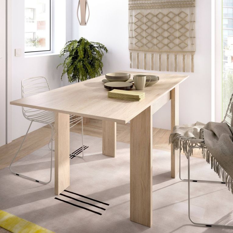 Tavolo allungabile Comer, Consolle estensibile multiposizione,Tavolo consolle ausiliare pieghevole, 79-134x67h79 cm, Rovere
