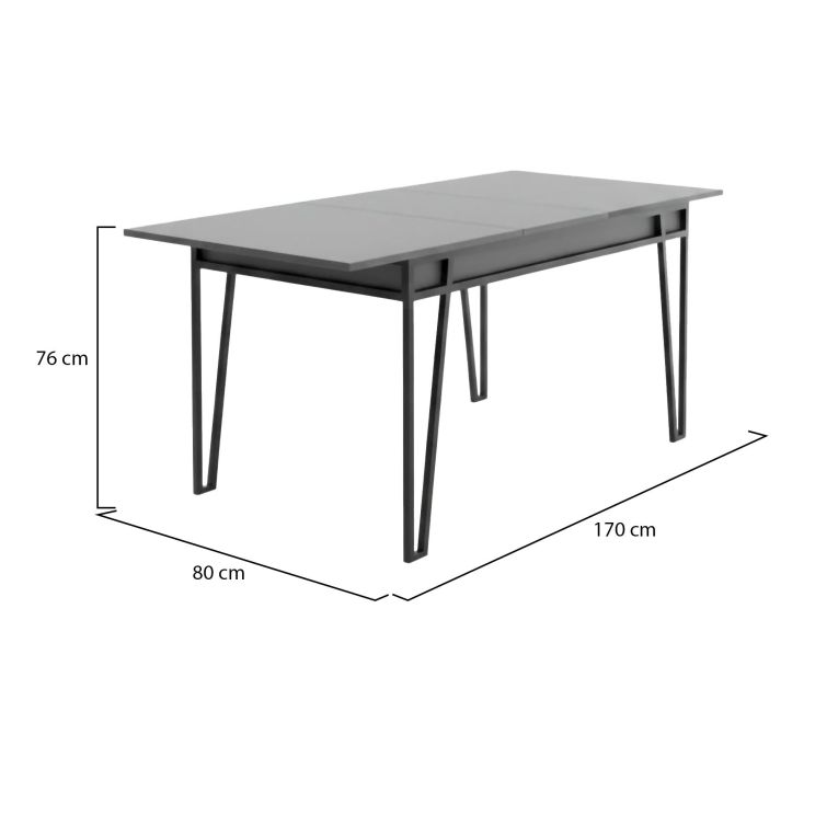 Tavolo allungabile elegante 6-8 posti 170x80cm antracite - Terralba
