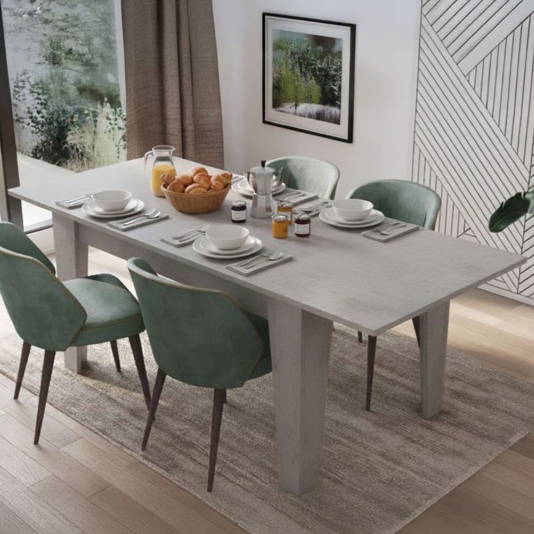 Tavolo Allungabile Grigio Cemento Allungabile Meccanismo Estensione Allunga Centrale 200x88x78h cm, Lunghezza Massima 200 cm - Salmour