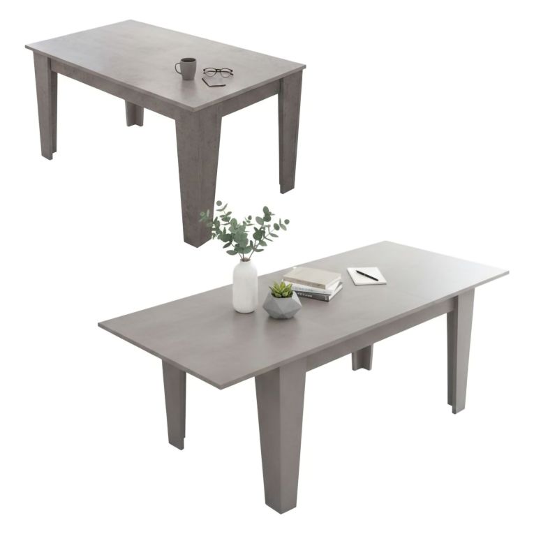 Tavolo Allungabile Grigio Cemento Allungabile Meccanismo Estensione Allunga Centrale 200x88x78h cm, Lunghezza Massima 200 cm - Salmour