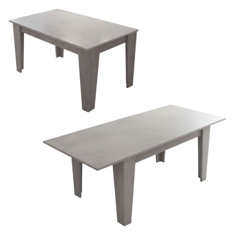 Tavolo Allungabile Grigio Cemento Allungabile Meccanismo Estensione Allunga Centrale 200x88x78h cm, Lunghezza Massima 200 cm - Salmour