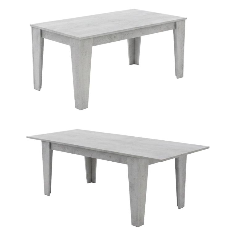 Tavolo Allungabile Grigio Cemento Allungabile Meccanismo Estensione Allunga Centrale 220x88x78h cm, Lunghezza Massima 220 cm - Sassetta
