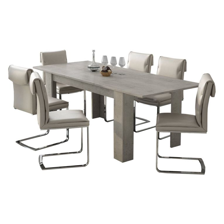 Tavolo Allungabile Grigio Cemento Allungabile Meccanismo Estensione Allunga Centrale 220x90x75h cm, Lunghezza Massima 220 cm - Campora
