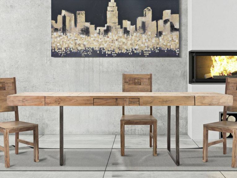 Tavolo allungabile Hadid, 160x90 h77 cm, Marrone e Nero