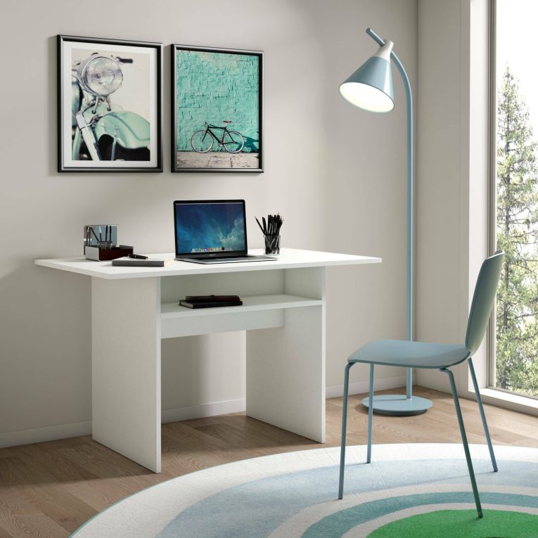 Tavolo allungabile Lavanda, Tavolo da pranzo con apertura a libro, Consolle multiuso allungabile, 100% Made in Italy, 120x70h75 cm, Bianco