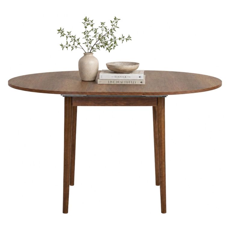 Tavolo Allungabile Marrone Noce 6 Posti Allungabile 100x100x75h cm, Meccanismo Estensione Allunga Centrale - Bee