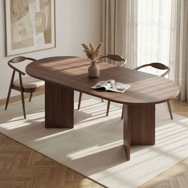 Tavolo Allungabile Marrone Noce 6 Posti Allungabile 160x90x75h cm, Meccanismo Estensione Allunga Centrale - Noba