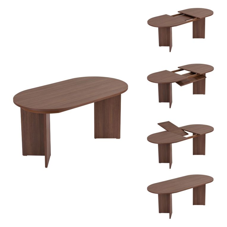 Tavolo Allungabile Marrone Noce 6 Posti Allungabile 160x90x75h cm, Meccanismo Estensione Allunga Centrale - Noba