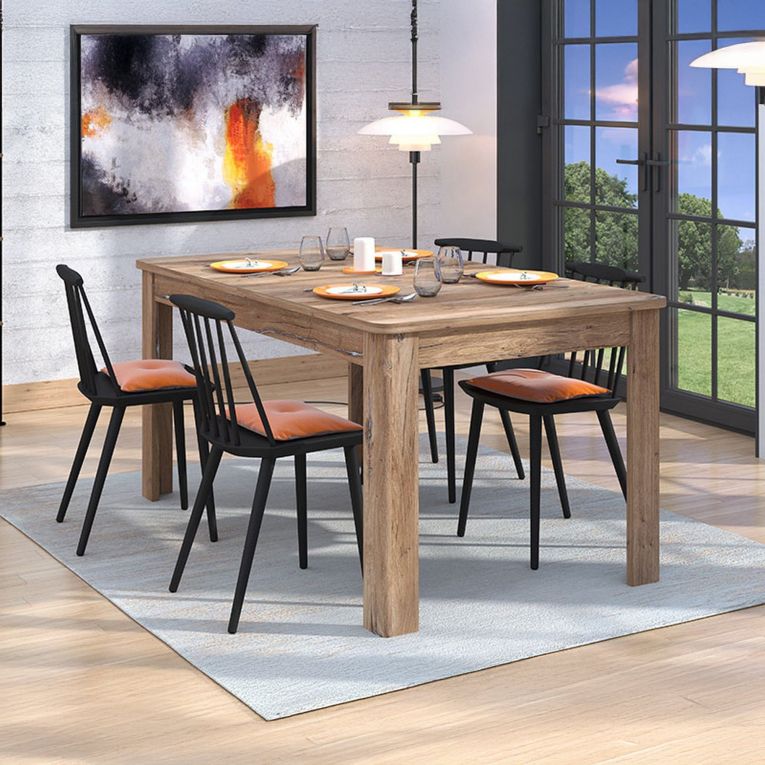 Tavolo Allungabile Marrone Noce 8 Posti Allungabile 160x91x77h cm, Effetto Invecchiato - Colosimi