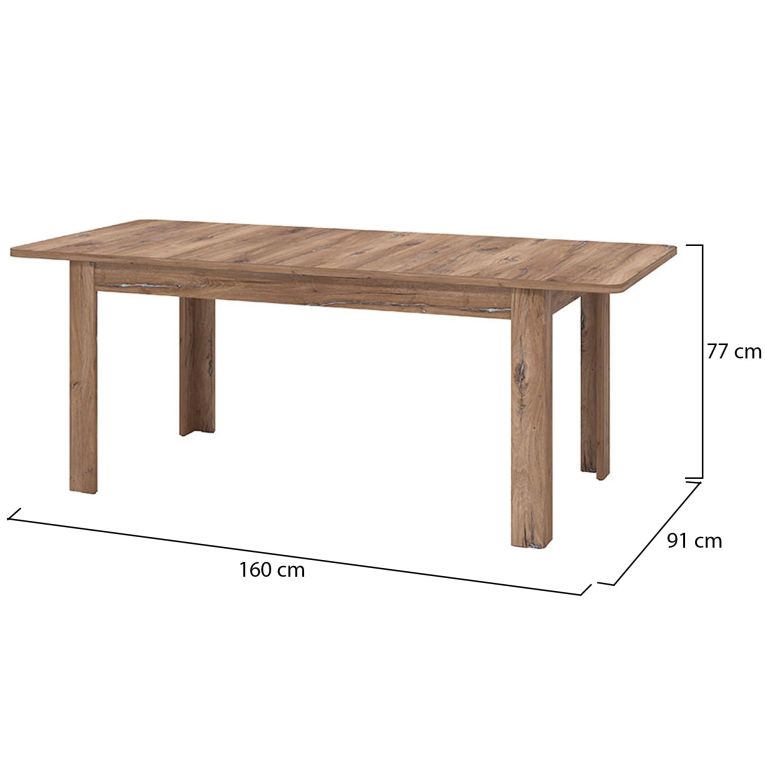 Tavolo Allungabile Marrone Noce 8 Posti Allungabile 160x91x77h cm, Effetto Invecchiato - Colosimi