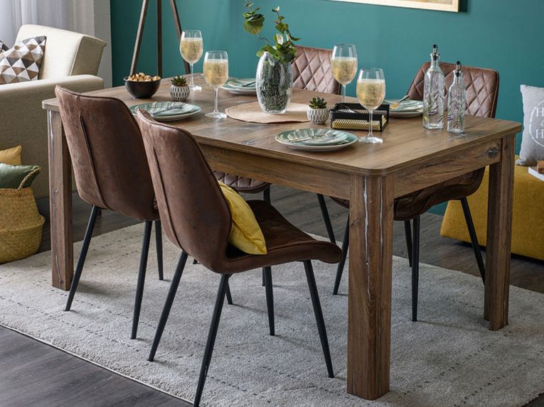 Tavolo Allungabile Marrone Noce 8 Posti Allungabile 160x91x77h cm, Effetto Invecchiato - Colosimi