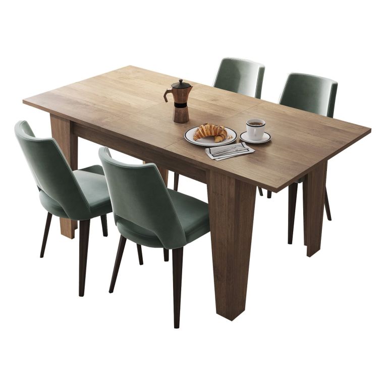 Tavolo Allungabile Marrone Noce Allungabile Meccanismo Estensione Allunga Centrale 160x80x78h cm, Lunghezza Massima 160 cm - Pizzoli
