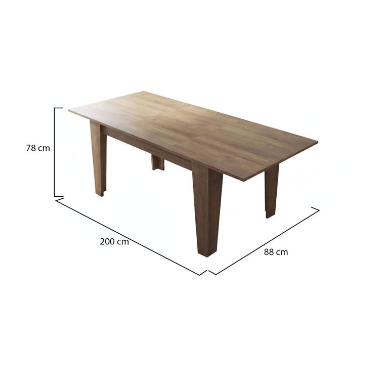 Tavolo Allungabile Marrone Noce Allungabile Meccanismo Estensione Allunga Centrale 200x88x78h cm, Lunghezza Massima 200 cm - Salmour