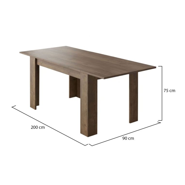 Tavolo Allungabile Marrone Noce Allungabile Meccanismo Estensione Allunga Centrale 200x90x75h cm, Lunghezza Massima 200 cm - Marene