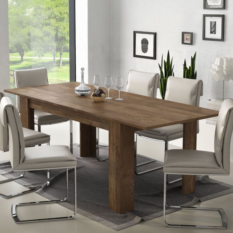 Tavolo Allungabile Marrone Noce Allungabile Meccanismo Estensione Allunga Centrale 220x90x75h cm, Lunghezza Massima 220 cm - Campora