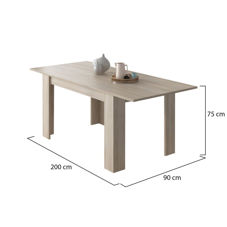 Tavolo Allungabile Marrone Olmo Allungabile Meccanismo Estensione Allunga Centrale 200x90x75h cm, Lunghezza Massima 200 cm - Marene