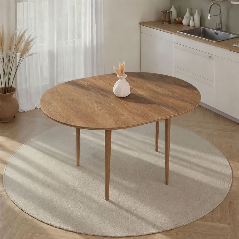 Tavolo Allungabile Marrone Quercia 6 Posti Allungabile 100x100x75h cm, Meccanismo Estensione Allunga Centrale - Bee