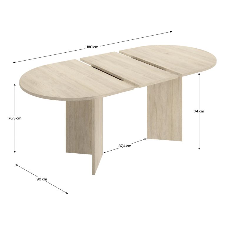 Tavolo Allungabile Marrone Rovere 6 Posti Allungabile 90x140x76h cm, - Espanola