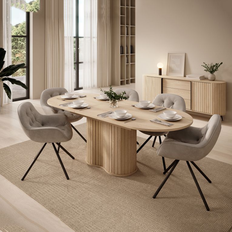 Tavolo Allungabile Marrone Rovere 8 Posti Allungabile 180x90x76h cm, Meccanismo Estensione Allunga Centrale - Kasota