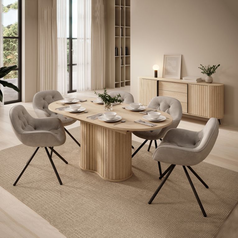Tavolo Allungabile Marrone Rovere 8 Posti Allungabile 180x90x76h cm, Meccanismo Estensione Allunga Centrale - Kasota