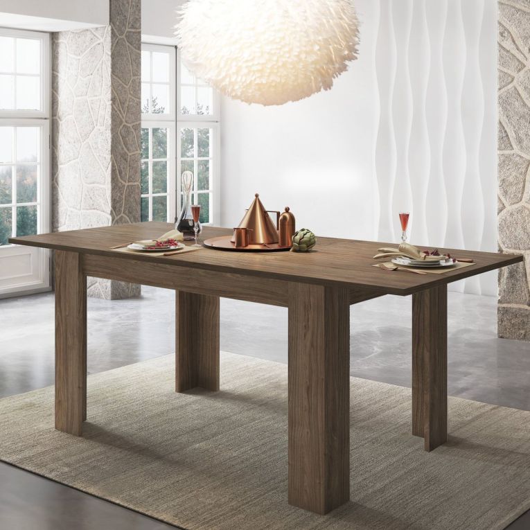 Tavolo Allungabile Marrone Rovere Allungabile Meccanismo Estensione Allunga Centrale 200x90x75h cm, Lunghezza Massima 200 cm - Marene