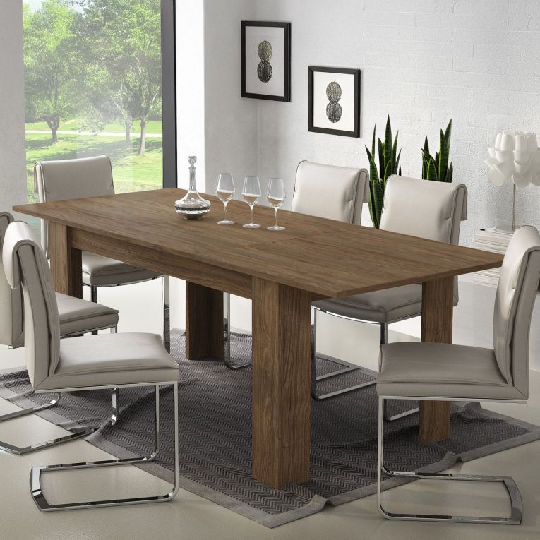 Tavolo Allungabile Marrone Rovere Allungabile Meccanismo Estensione Allunga Centrale 220x90x75h cm, Lunghezza Massima 220 cm - Campora