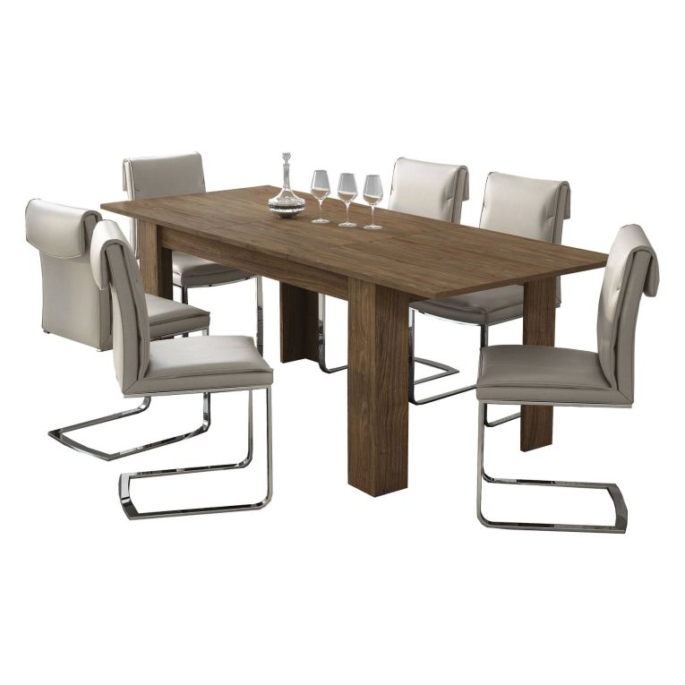 Tavolo Allungabile Marrone Rovere Allungabile Meccanismo Estensione Allunga Centrale 220x90x75h cm, Lunghezza Massima 220 cm - Campora