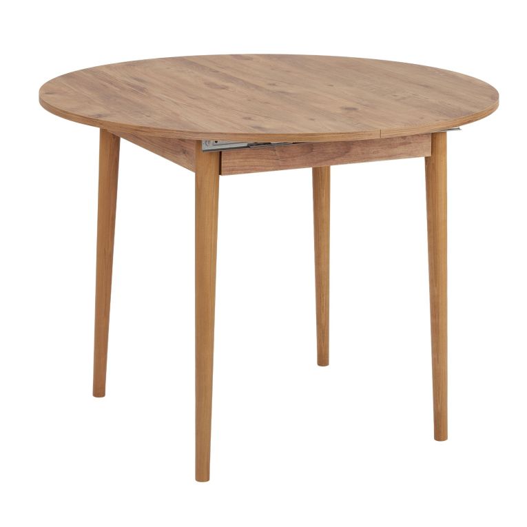 Tavolo Allungabile Marrone Rovere Nodi 6 Posti Allungabile 100x100x75h cm, Meccanismo Estensione Allunga Centrale - Bee