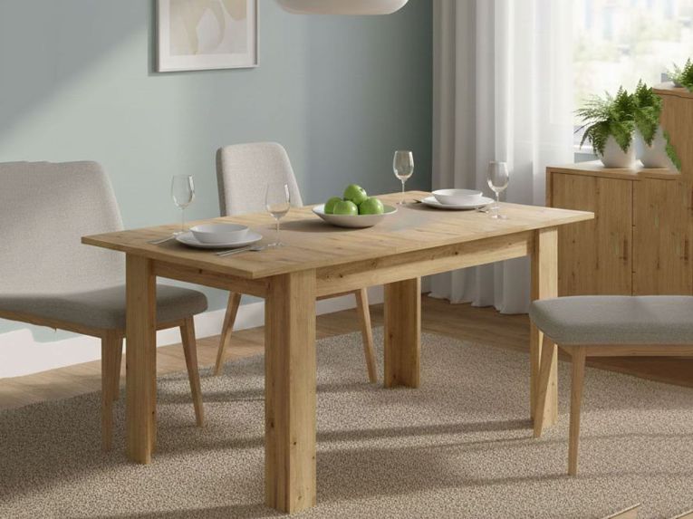 Tavolo Allungabile Marrone Rovere Nodi 8 Posti Allungabile 190x90x77h cm, Meccanismo Estensione Allunga Centrale - Dencio