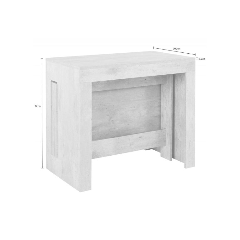 Tavolo allungabile Martino, Consolle allungabile fino a 12 posti, Tavolo con portallunghe, 100% Made in Italy, cm 51-300x90h77, Acero