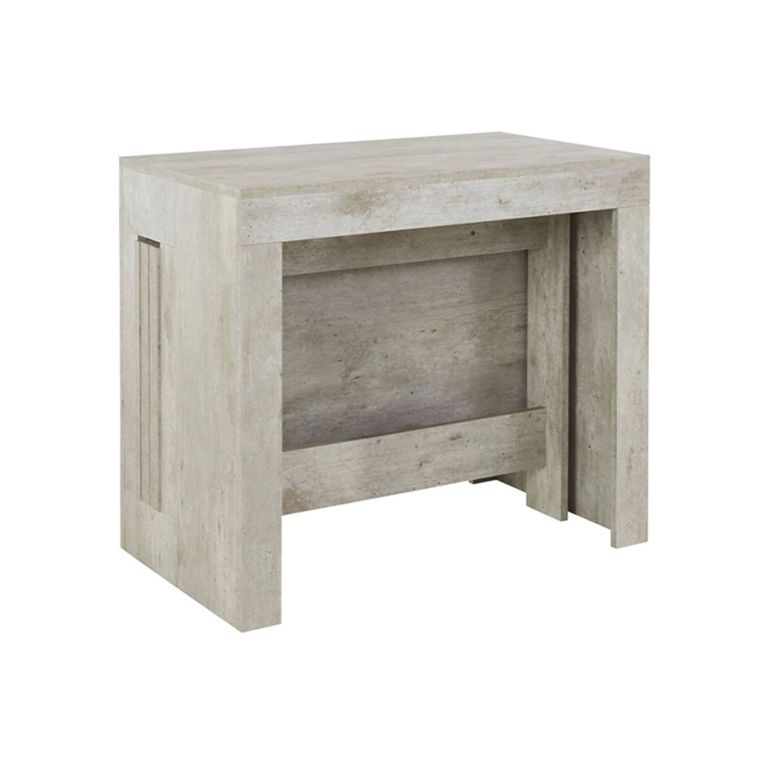 Tavolo allungabile Martino, Consolle allungabile fino a 12 posti, Tavolo con portallunghe, 100% Made in Italy, cm 51-300x90h77, Cemento