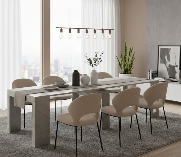 Tavolo allungabile Martino, Consolle allungabile fino a 12 posti, Tavolo con portallunghe, 100% Made in Italy, cm 51-300x90h77, Cemento