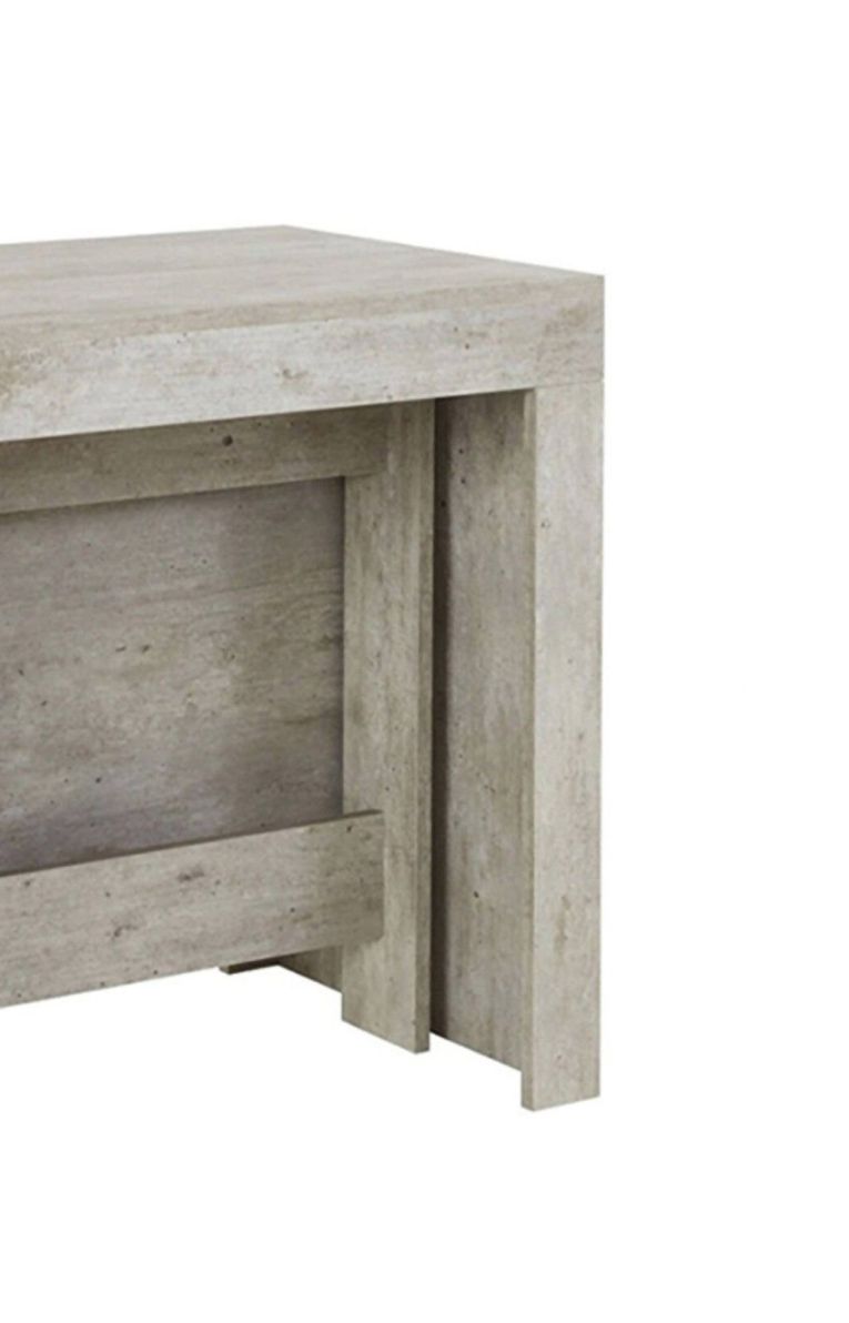 Tavolo allungabile Martino, Consolle allungabile fino a 12 posti, Tavolo con portallunghe, 100% Made in Italy, cm 51-300x90h77, Cemento
