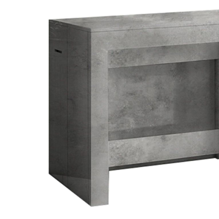 Tavolo allungabile Martino, Consolle allungabile fino a 12 posti, Tavolo con portallunghe, 100% Made in Italy, cm 51-300x90h77, Marmo grigio