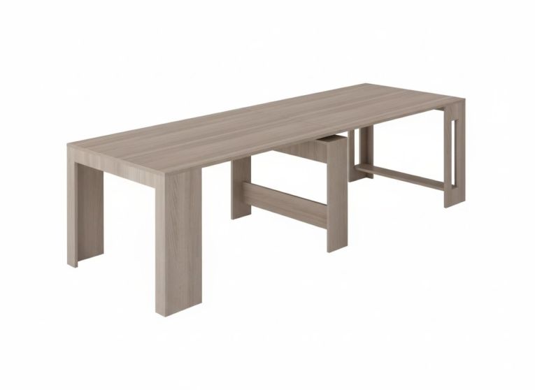 Tavolo allungabile Martino, Consolle allungabile fino a 12 posti, Tavolo con portallunghe, 100% Made in Italy, cm 51-300x90h77, Olmo perla