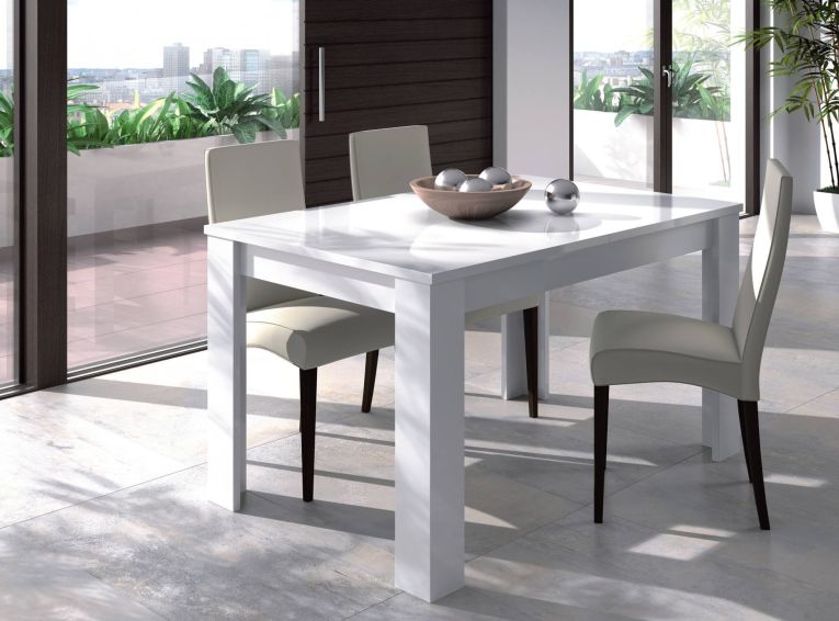 Tavolo allungabile Midland, Consolle estensibile per sala da pranzo, Tavolo apribile da cucina con prolunga, 140-190x90h78 cm, Bianco
