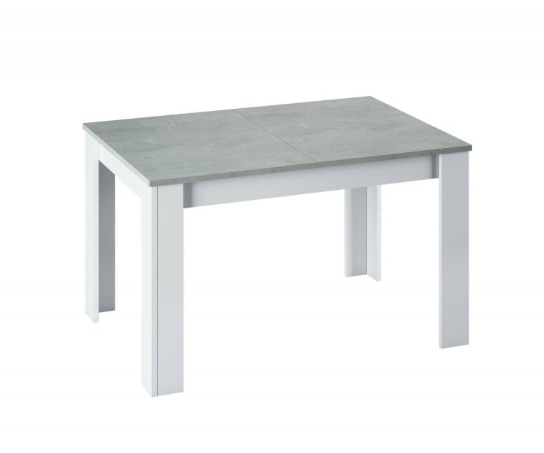 Tavolo allungabile Midland, Consolle estensibile per sala da pranzo, Tavolo apribile da cucina con prolunga, 140-190x90h78 cm, Cemento e Bianco