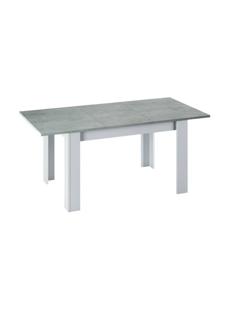 Tavolo allungabile Midland, Consolle estensibile per sala da pranzo, Tavolo apribile da cucina con prolunga, 140-190x90h78 cm, Cemento e Bianco