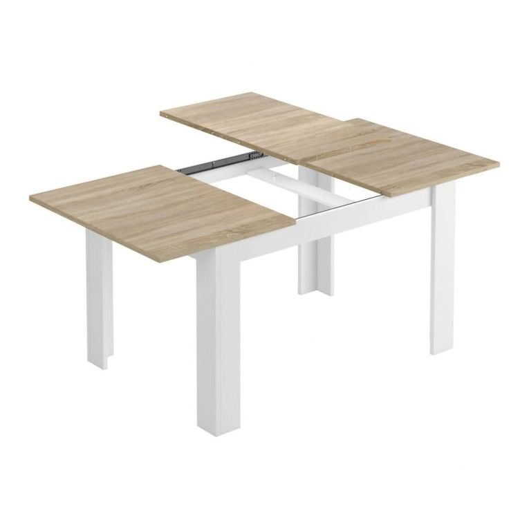 Tavolo allungabile Midland, Consolle estensibile per sala da pranzo, Tavolo apribile da cucina con prolunga, 140-190x90h78 cm, Rovere e Bianco